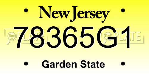 78365G1 New Jersey License Plate