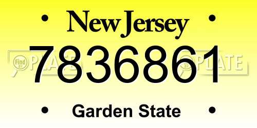 7836861 New Jersey License Plate