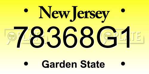 78368G1 New Jersey License Plate