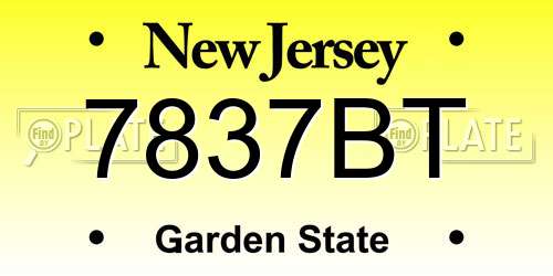 7837BT New Jersey License Plate