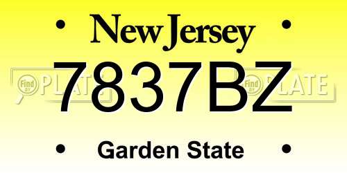 7837BZ New Jersey License Plate