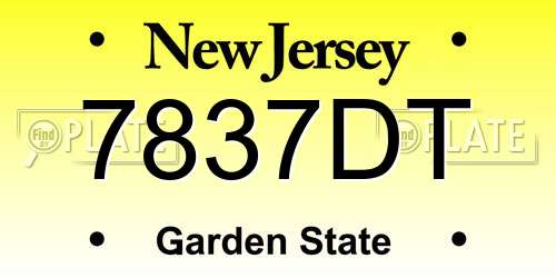 7837DT New Jersey License Plate