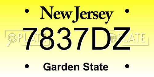 7837DZ New Jersey License Plate