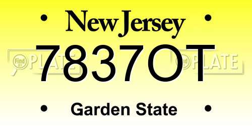 7837OT New Jersey License Plate