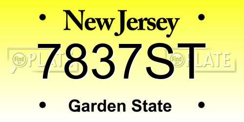 7837ST New Jersey License Plate