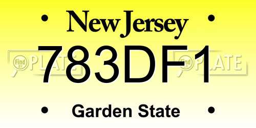783DF1 New Jersey License Plate