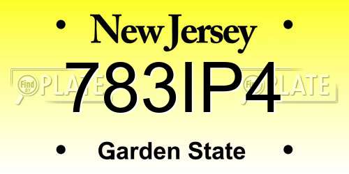 783IP4 New Jersey License Plate