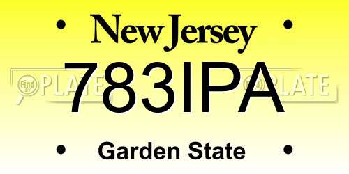 783IPA New Jersey License Plate