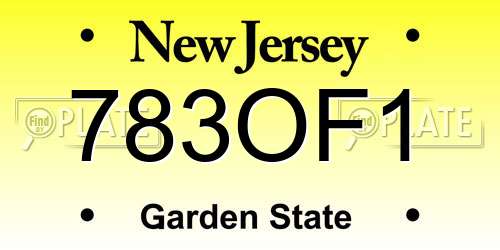 783OF1 New Jersey License Plate