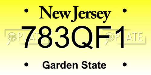 783QF1 New Jersey License Plate