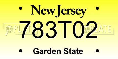 783T02 New Jersey License Plate