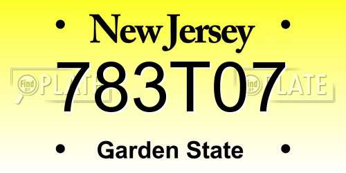 783T07 New Jersey License Plate