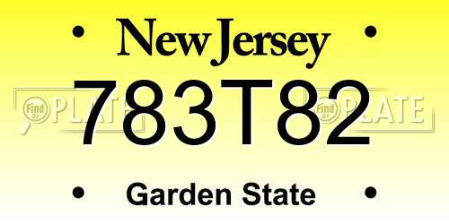 783T82 New Jersey License Plate