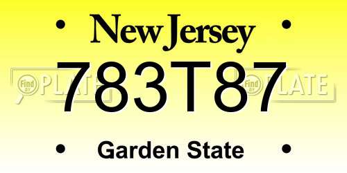 783T87 New Jersey License Plate