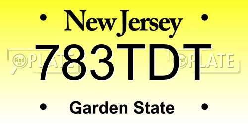 783TDT New Jersey License Plate