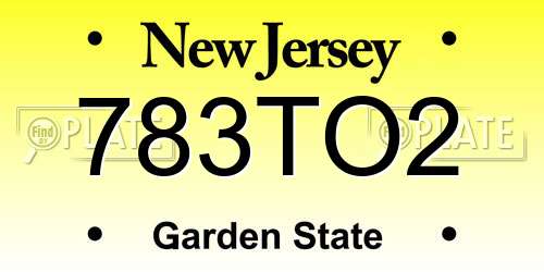 783TO2 New Jersey License Plate