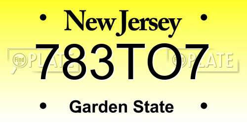783TO7 New Jersey License Plate