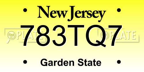 783TQ7 New Jersey License Plate