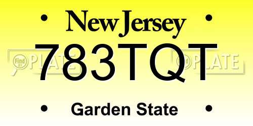 783TQT New Jersey License Plate
