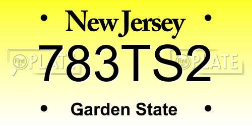 783TS2 New Jersey License Plate