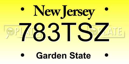 783TSZ New Jersey License Plate