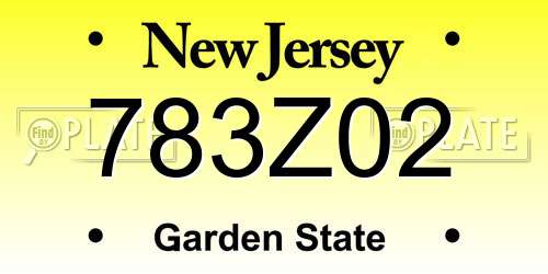 783Z02 New Jersey License Plate