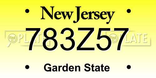 783Z57 New Jersey License Plate