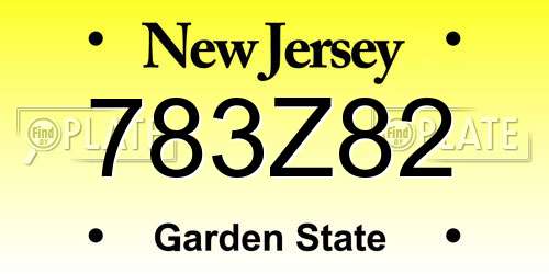 783Z82 New Jersey License Plate