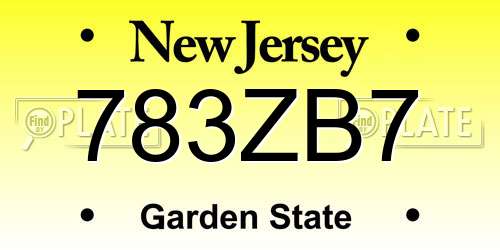 783ZB7 New Jersey License Plate
