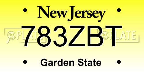 783ZBT New Jersey License Plate