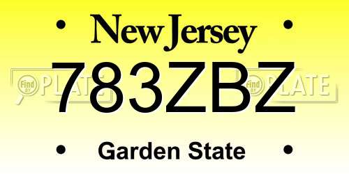 783ZBZ New Jersey License Plate