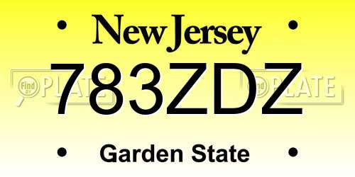 783ZDZ New Jersey License Plate