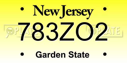 783ZO2 New Jersey License Plate