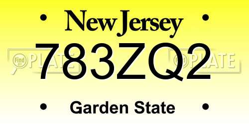 783ZQ2 New Jersey License Plate