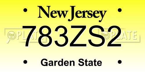 783ZS2 New Jersey License Plate