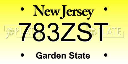 783ZST New Jersey License Plate