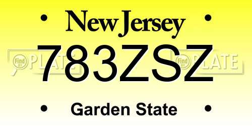 783ZSZ New Jersey License Plate