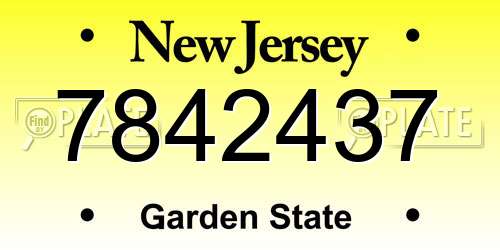 7842437 New Jersey License Plate