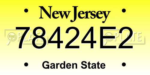 78424E2 New Jersey License Plate