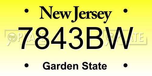 7843BW New Jersey License Plate