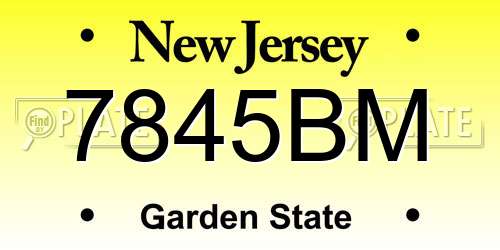 7845BM New Jersey License Plate