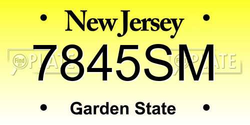 7845SM New Jersey License Plate