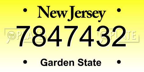 7847432 New Jersey License Plate