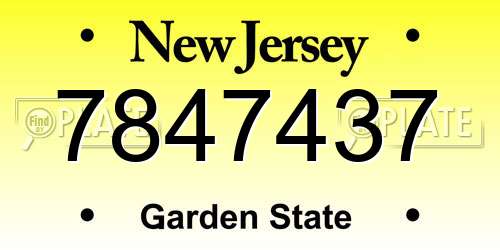 7847437 New Jersey License Plate
