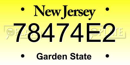 78474E2 New Jersey License Plate