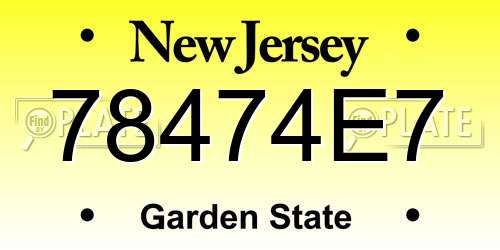 78474E7 New Jersey License Plate