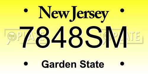7848SM New Jersey License Plate