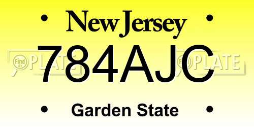 784AJC New Jersey License Plate