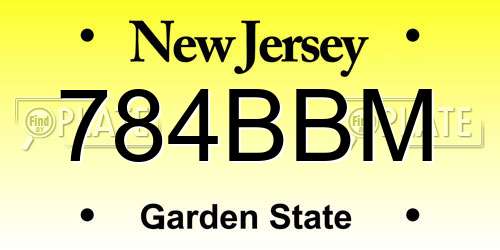 784BBM New Jersey License Plate