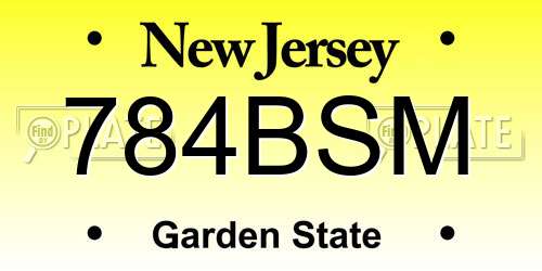 784BSM New Jersey License Plate